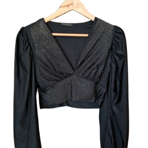 Cropped feminino com brilho